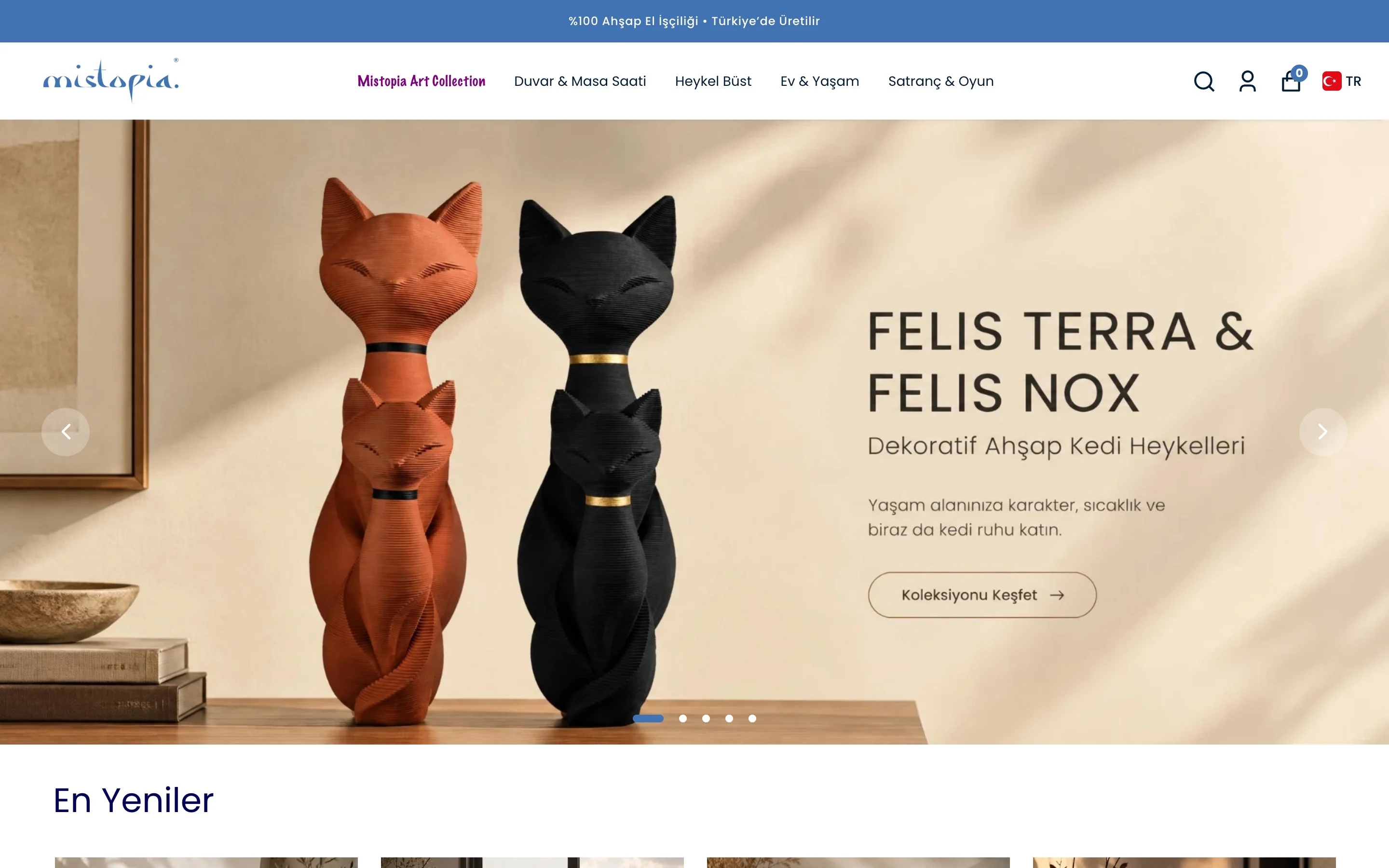 Mistopia online store, home page on desktop